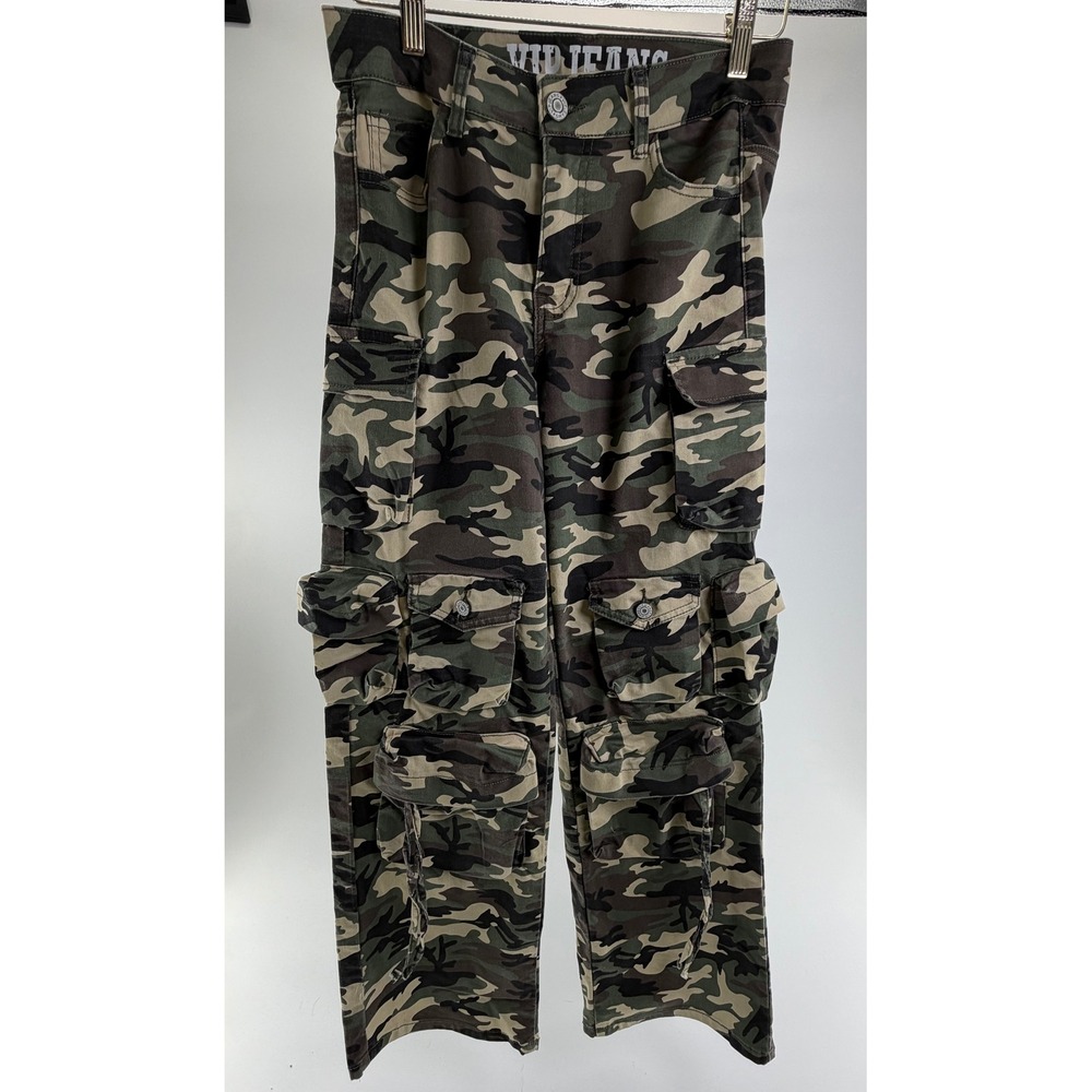 VIP Jeans Woman's Camouflage Cargo Pants Multi Pocket Stretch Camo Size 7/8
